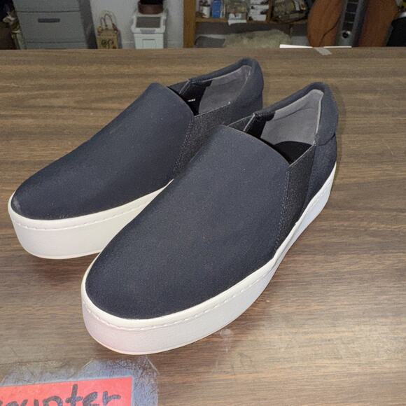 L Vince Womens Suede Slide On Strecth Platform Sneakers Black Size 6 - Picture 2 of 6